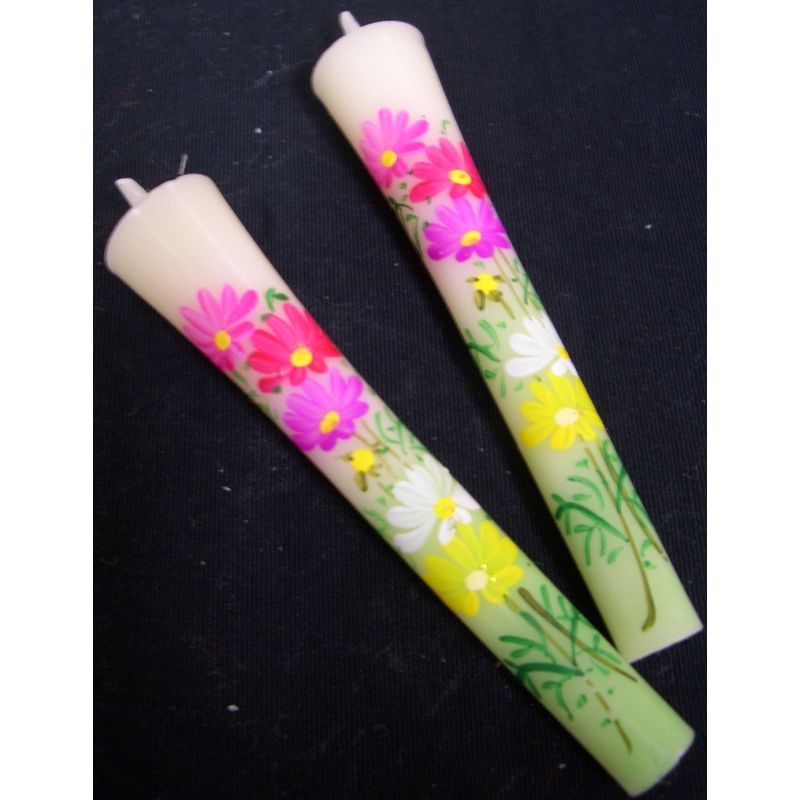 Hand-Painted Japanese Candles - Cosmos (Size 3 Set of 2)