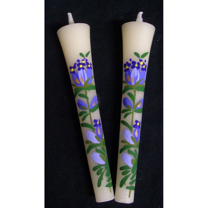 Hand-Painted Japanese Candles - Gentian (Size 3 Set of 2)