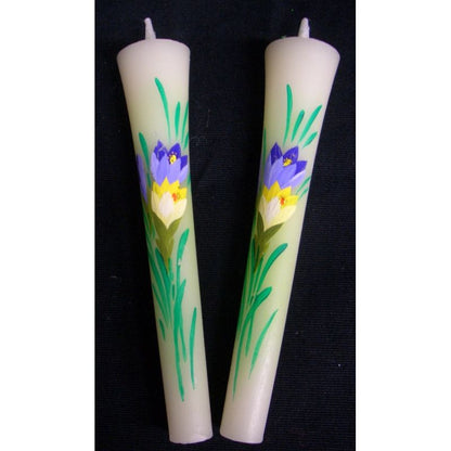 Hand-Painted Japanese Candles - Crocus (Size 3 Set of 2)