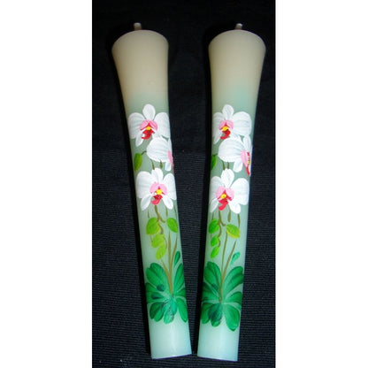 Hand-Painted Japanese Candles - Phalaenopsis (Size 3 Set of 2)