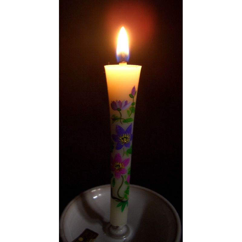 Hand-Painted Japanese Candles - Clematis (Size 3 Set of 2)