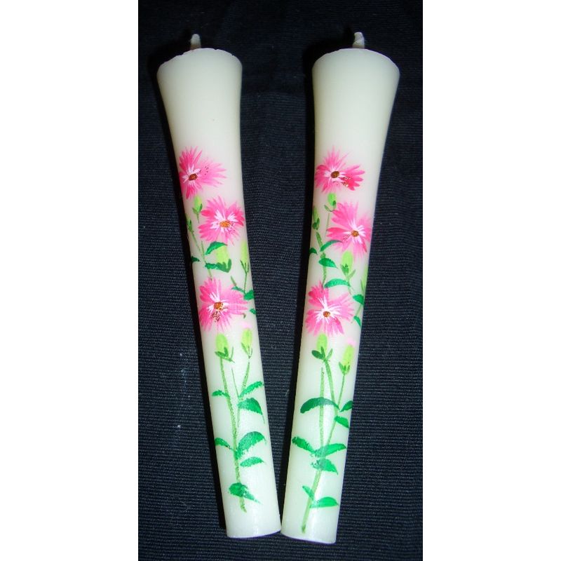 Hand-Painted Japanese Candles - Nadeshiko (Size 3 Set of 2)
