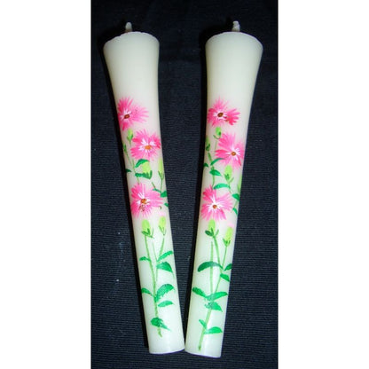 Hand-Painted Japanese Candles - Nadeshiko (Size 3 Set of 2)