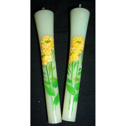 Hand-Painted Japanese Candles - Nanohana (Size 3 Set of 2)