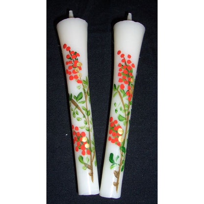 Hand-Painted Japanese Candles - Nanten (Size 3 Set of 2)