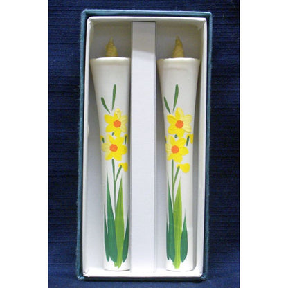 Hand-Painted Japanese Candles - Narcissus (Size 6 Set of 2)