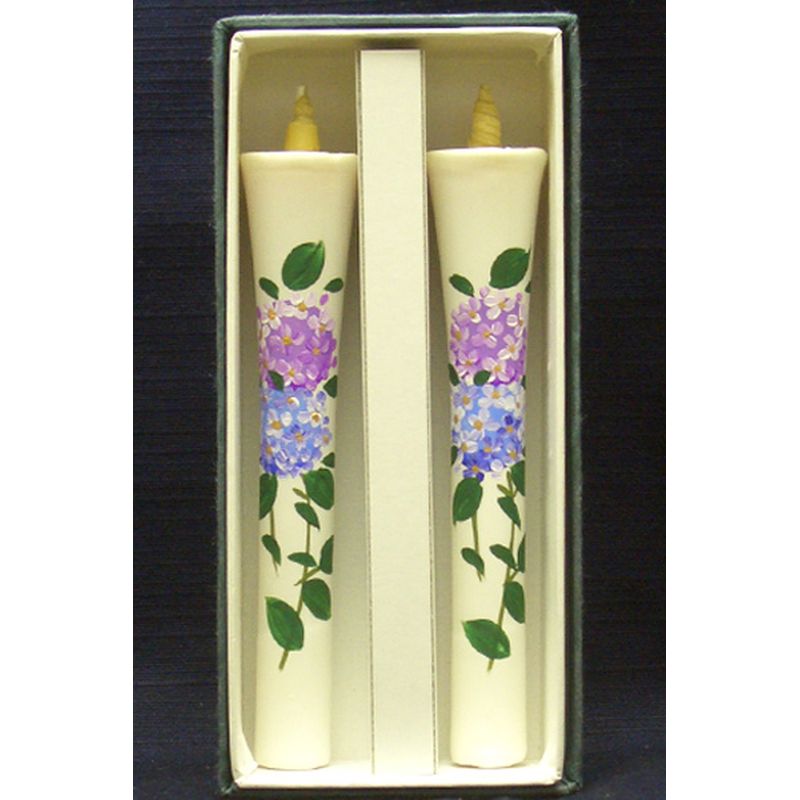 Hand-Painted Japanese Candles - Hydrangea (Size 6 Set of 2)