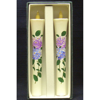 Hand-Painted Japanese Candles - Hydrangea (Size 6 Set of 2)