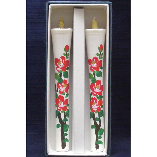 Hand-Painted Japanese Candles - Camellia (Size 6 Set of 2)