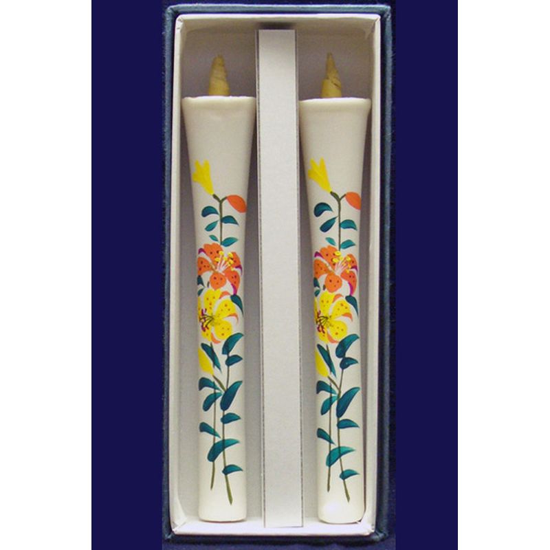 Hand-Painted Japanese Candles - Lily (Size 10 Set of 2)