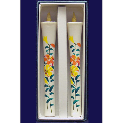 Hand-Painted Japanese Candles - Lily (Size 10 Set of 2)