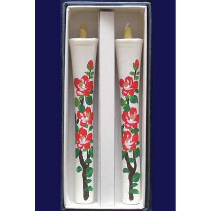 Hand-Painted Japanese Candles - Camellia (Size 10 Set of 2)