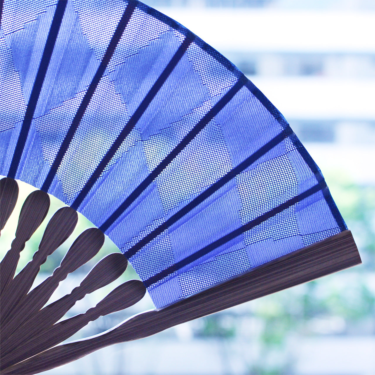 Folding Fan - MIYAKO(Blue Ichimatsu Pattern)