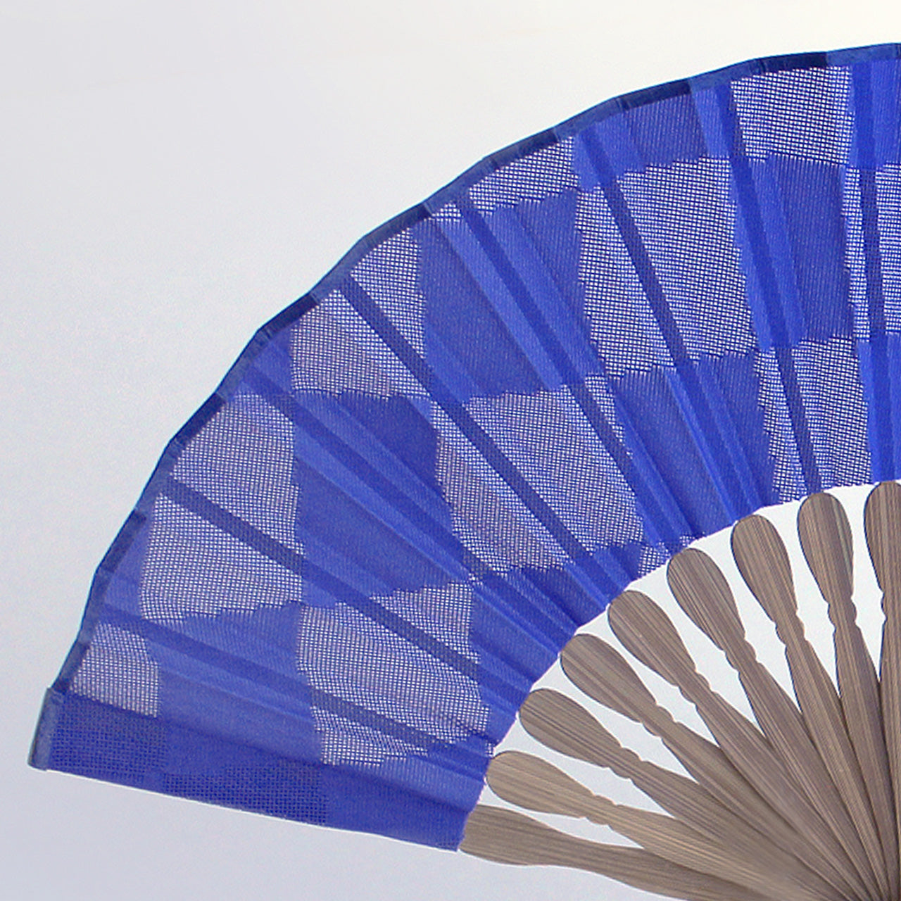 Folding Fan - MIYAKO(Blue Ichimatsu Pattern)