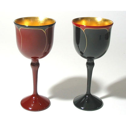 Wine Pair Cups - Flower Design with Gold Leaf Interior