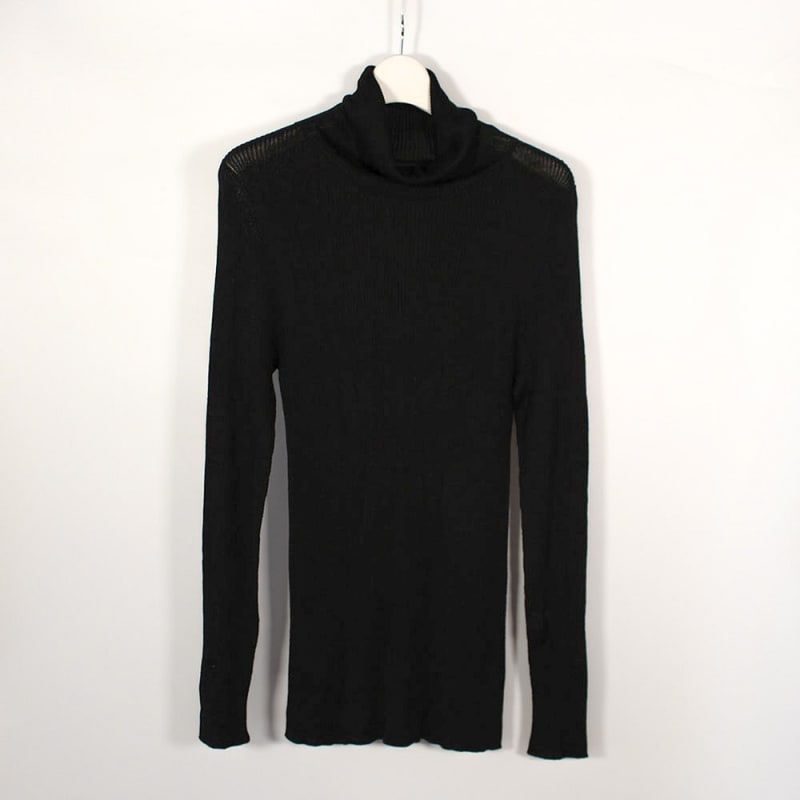 Washable Silk Knit Ribbed Turtleneck - HIMEplus