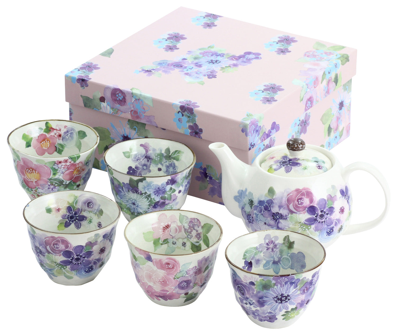 Ceramic-ai Mino Ware Flower workshop 5 guests pot tea Porcelain Flower Japan 