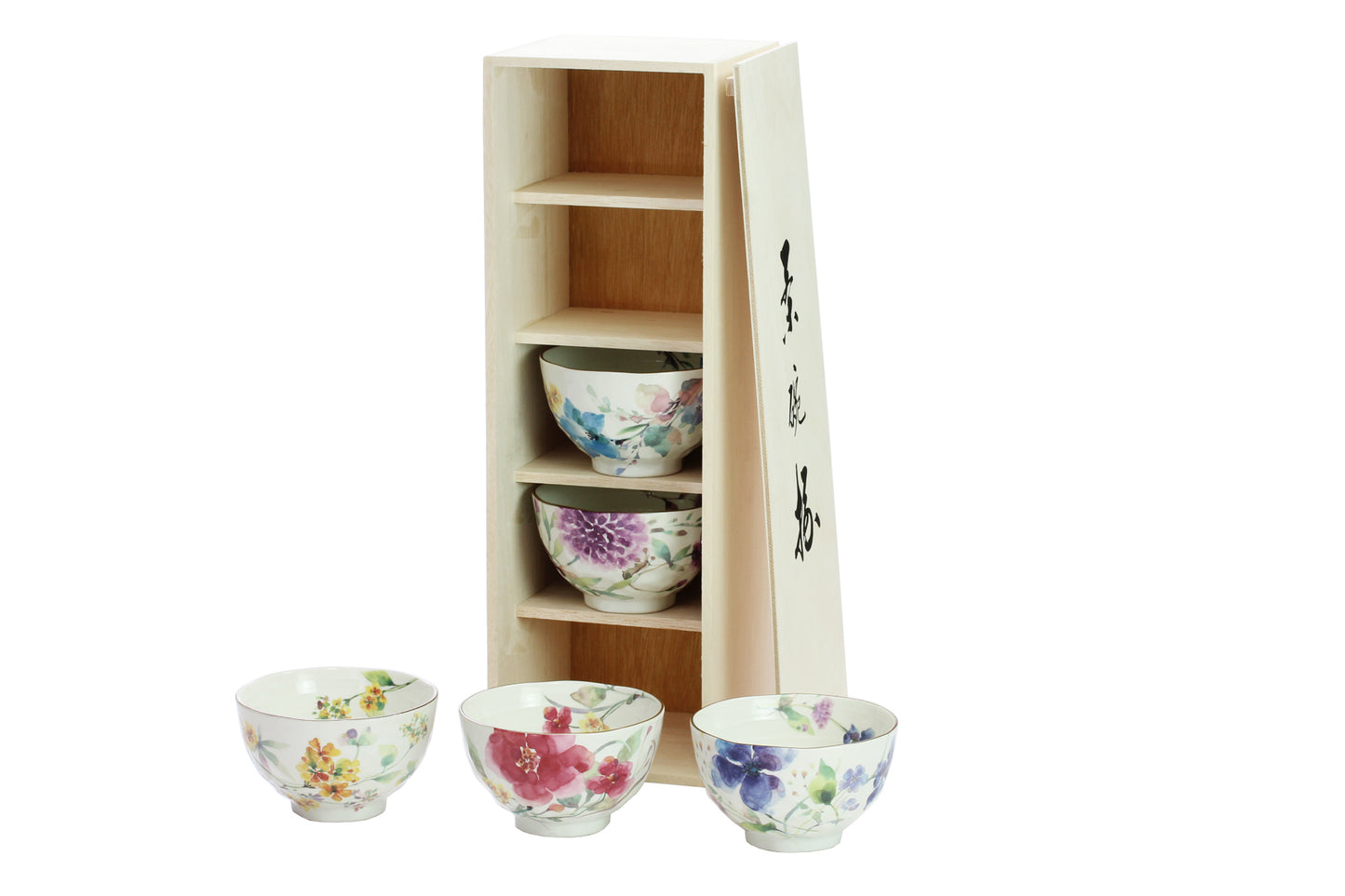 Ceramic-ai Mino Ware Flower watercolor rice bowl assortment Porcelain Flower