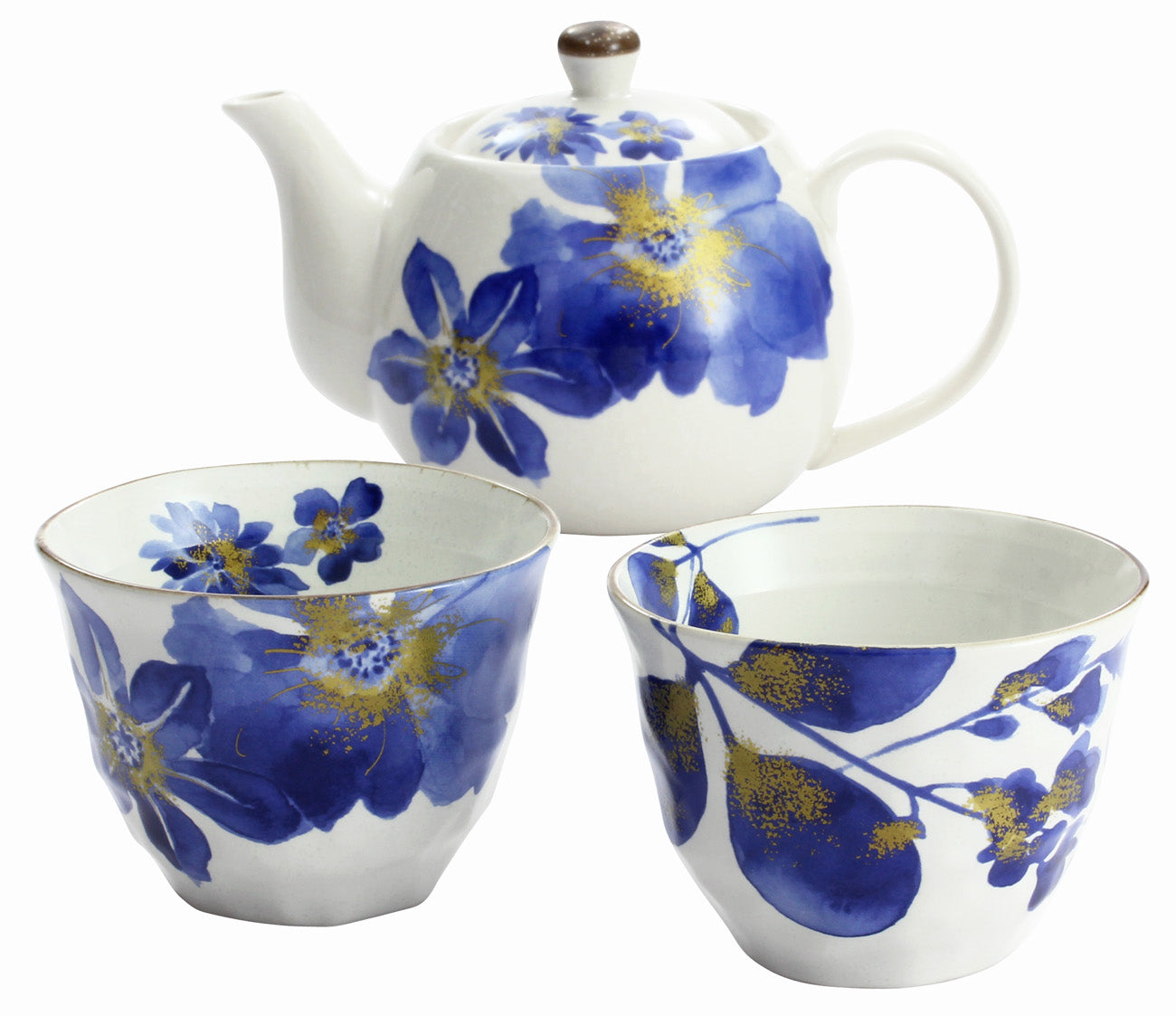 Ceramic-ai Mino Ware Aika Pair Pot Tea Porcelain Flower Japan 