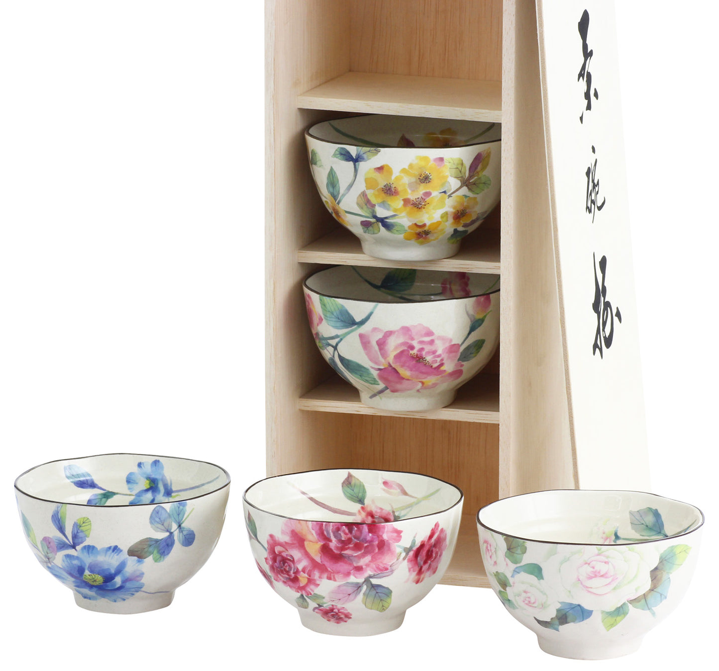Ceramic-ai Mino Ware Barazo of rice bowl assortment Porcelain Rose Japan 