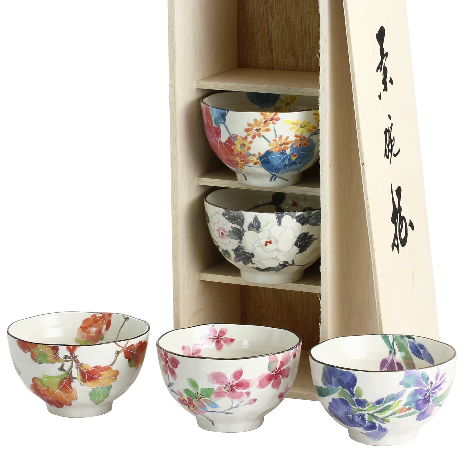 Ceramic-ai Mino Ware Hanagokoro rice bowl assortment Porcelain Flower Japan 