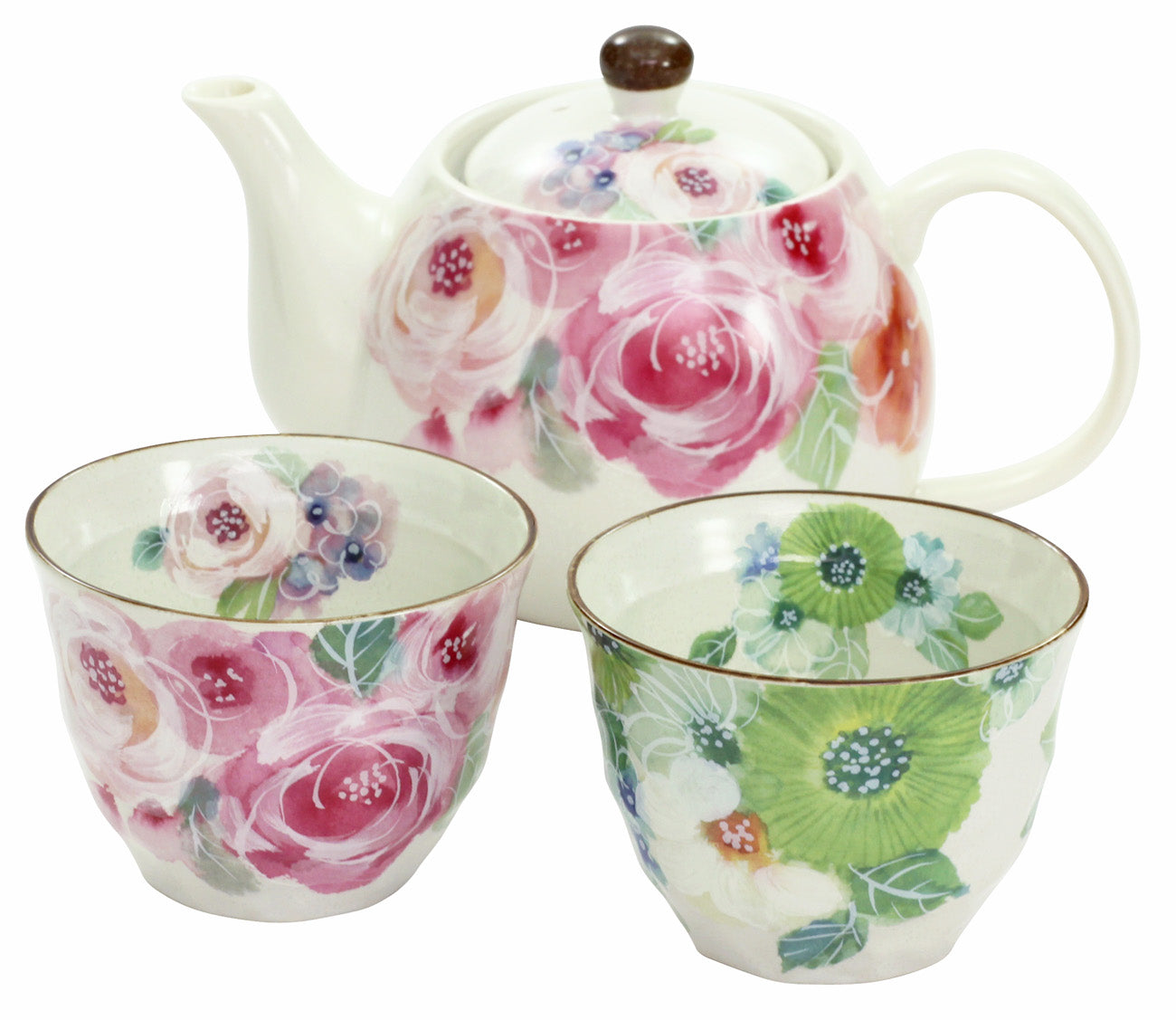 Ceramic-ai Mino Ware Hyakka Ryoran pot tea Porcelain Flower Japan 