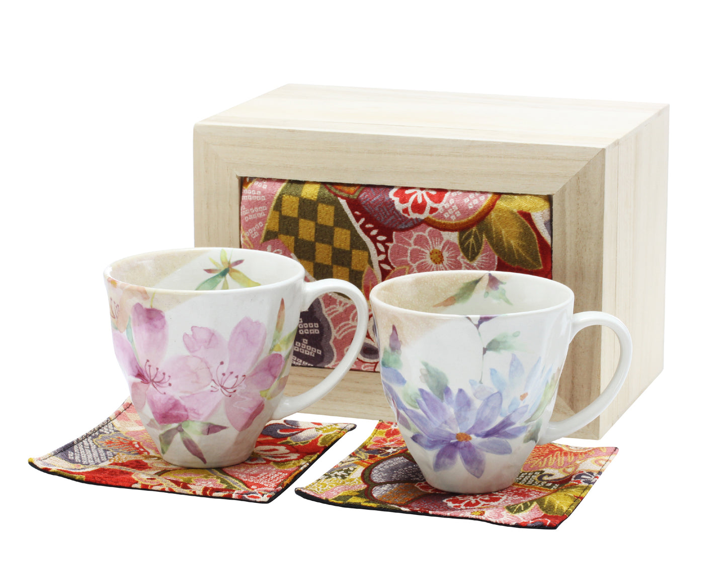 Ceramic-ai Mino Ware Hana Kaori pair mug crepe wooden box Porcelain Flower