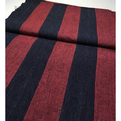 SHIMOGAWA KURUME KASURI Fabric Tambunjin Stripe Navy Red 