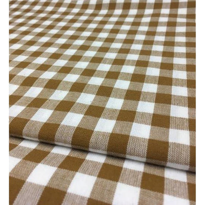 SHIMOGAWA KURUME KASURI Fabric Gingham Check Bronze Red White