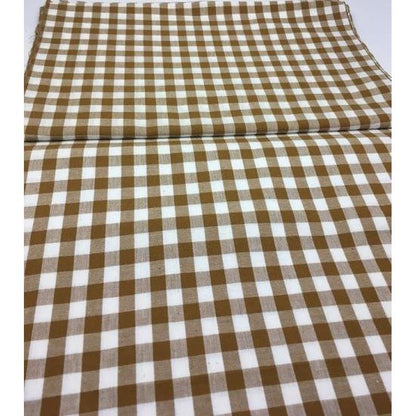 SHIMOGAWA KURUME KASURI Fabric Gingham Check Bronze Red White