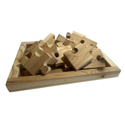 玩具- 木製拼圖 12 件 鋁箔板雪松