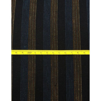 SHIMOGAWA KURUME KASURI Fabric Chiji Weaving Striped Navy Blue Beige 