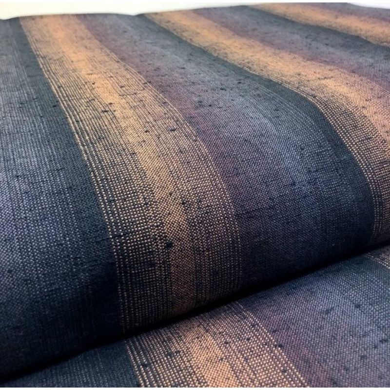 SHIMOGAWA KURUME KASURI Fabric 4 Standing Rapid Striped Nep Brown