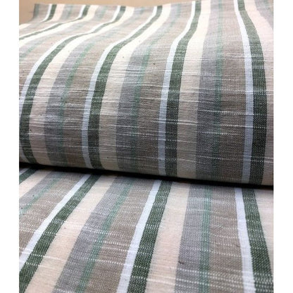 SHIMOGAWA KURUME KASURI Fabric Soft Striped Beige Green X Kinari 