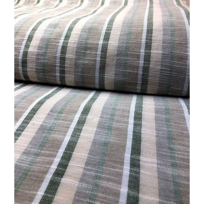 SHIMOGAWA KURUME KASURI Fabric Soft Striped Beige Green X Kinari 