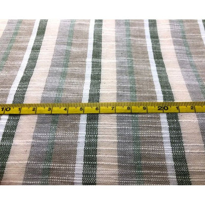 SHIMOGAWA KURUME KASURI Fabric Soft Striped Beige Green X Kinari 