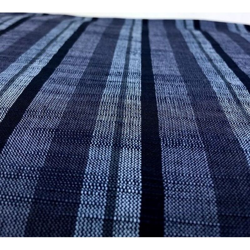 SHIMOGAWA KURUME KASURI Fabric Soft Striped Gray X Dark Blue 