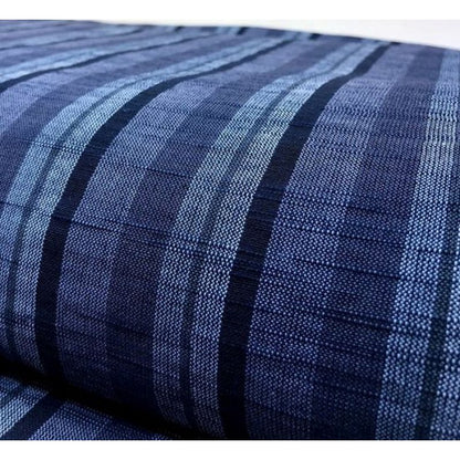 SHIMOGAWA KURUME KASURI Fabric Soft Striped Gray X Dark Blue 