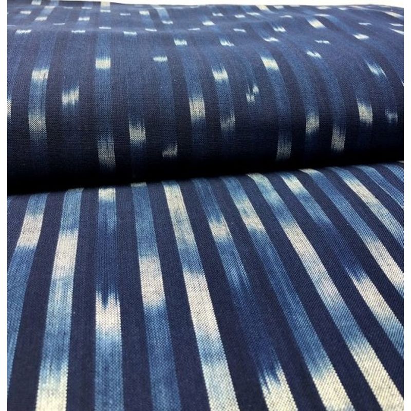 SHIMOGAWA KURUME KASURI Fabric Ai Bokashi Dyeing Stripe Navy 