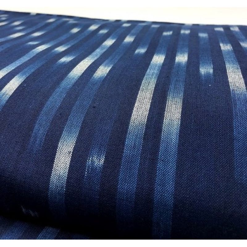 SHIMOGAWA KURUME KASURI Fabric Ai Bokashi Dyeing Stripe Navy 