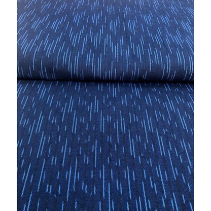 SHIMOGAWA KURUME KASURI Fabric Drizzle Dark Blue Blue 