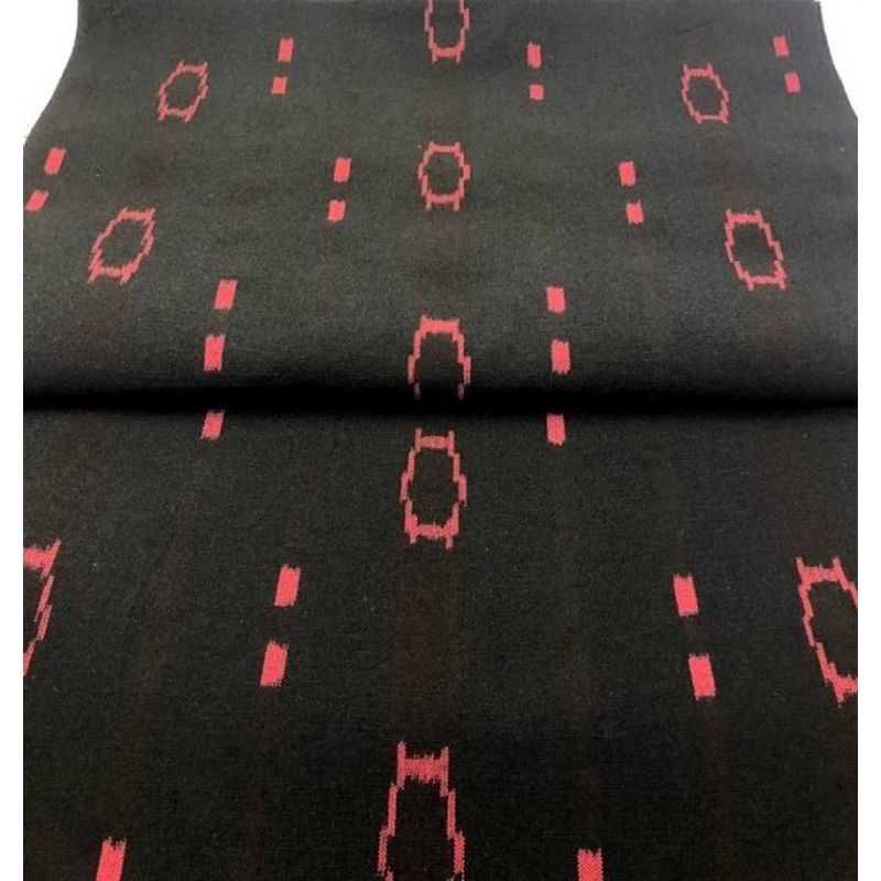 SHIMOGAWA KURUME KASURI Fabric I'M Mentally Black Red 