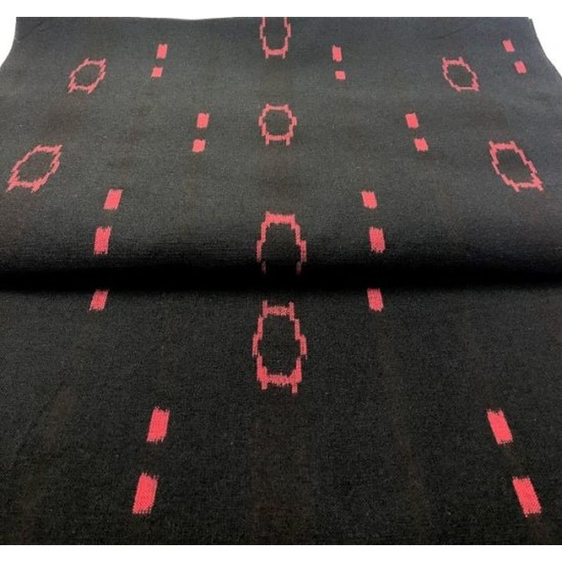 SHIMOGAWA KURUME KASURI Fabric I'M Mentally Black Red 