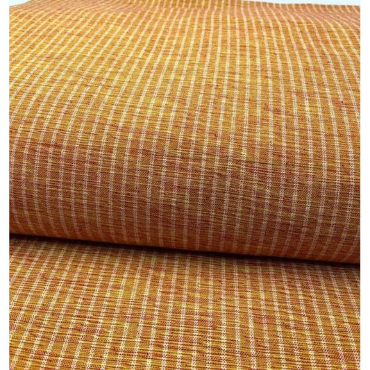 SHIMOGAWA KURUME KASURI Fabric Two Stripes Kiri Marigold 