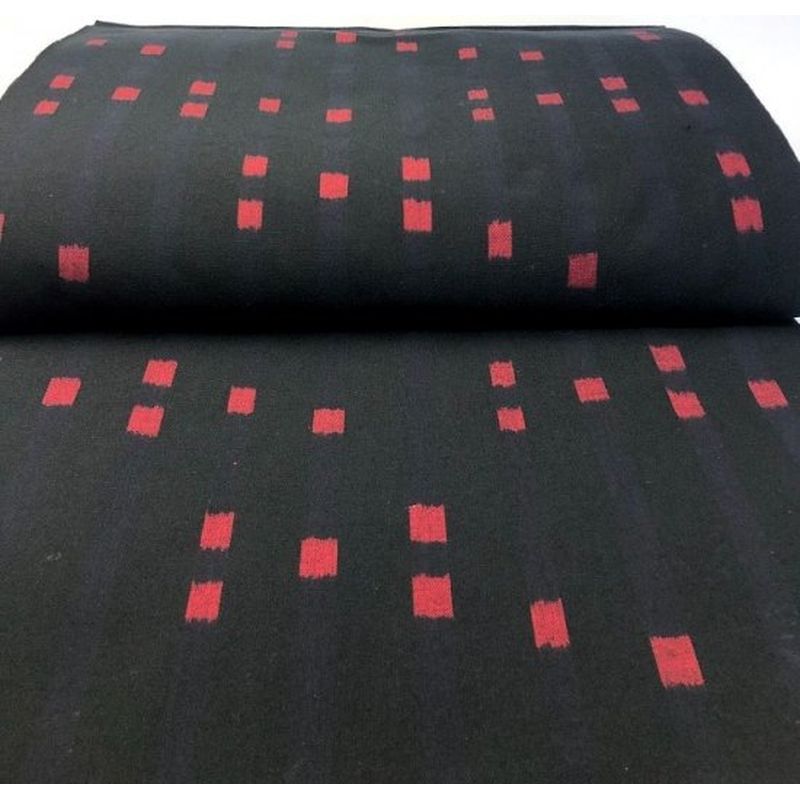 SHIMOGAWA KURUME KASURI Fabric Button Snow Black Red 