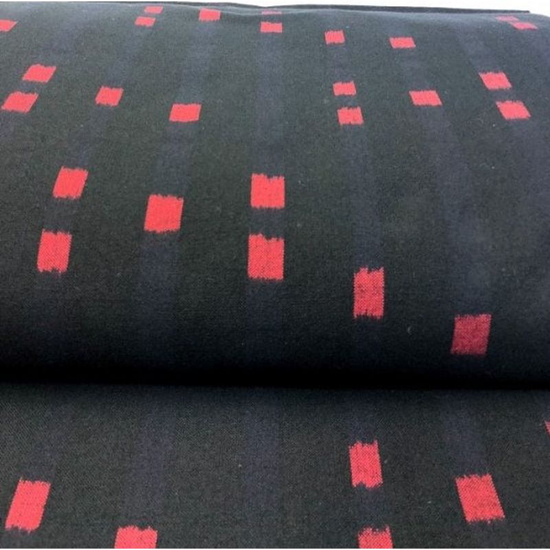 SHIMOGAWA KURUME KASURI Fabric Button Snow Black Red 