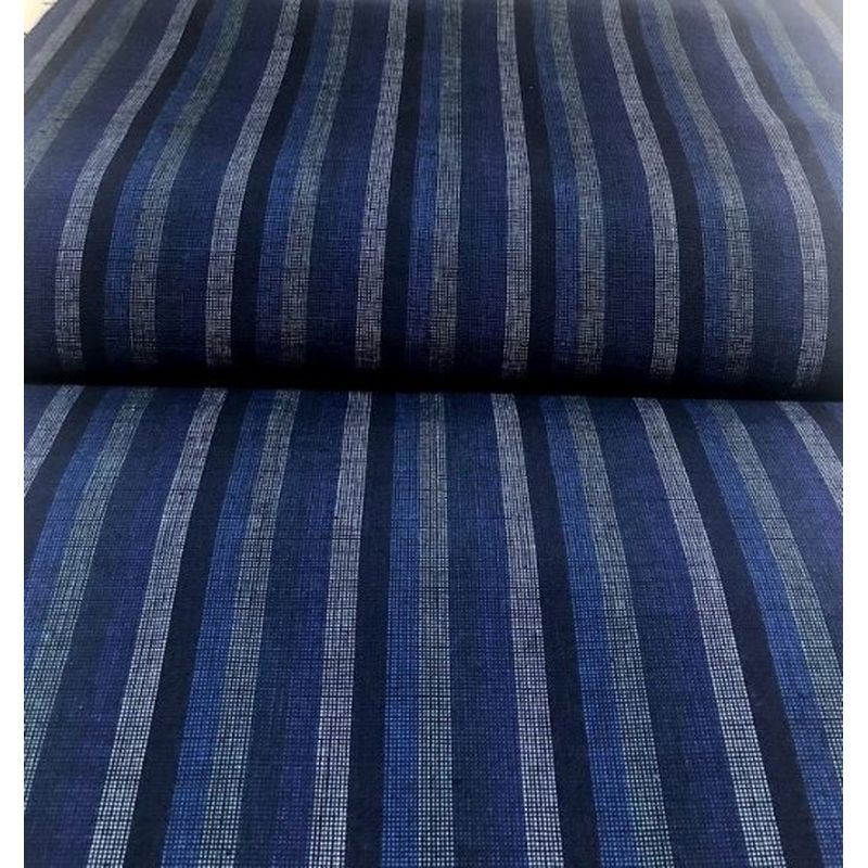 SHIMOGAWA KURUME KASURI Fabric 6 Colors One Striped Navy Blue 