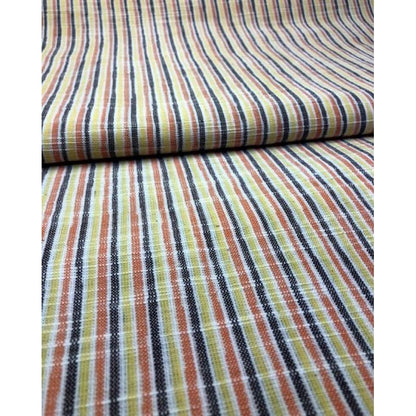 SHIMOGAWA KURUME KASURI Fabric Yoroke 3 -Color Stripe Middle Yellow White 