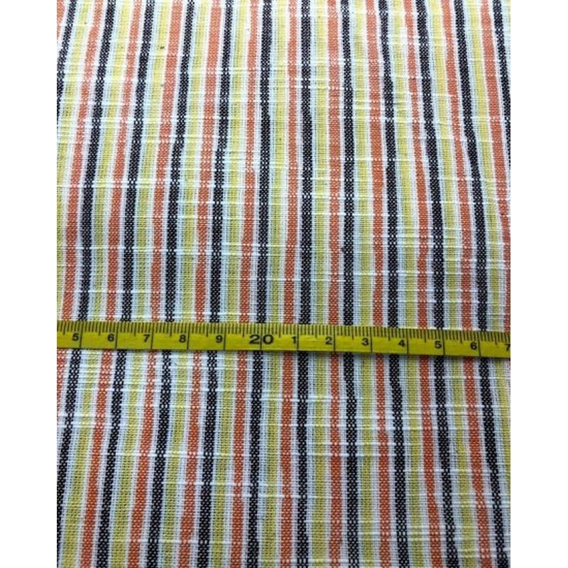 SHIMOGAWA KURUME KASURI Fabric Yoroke 3 -Color Stripe Middle Yellow White 