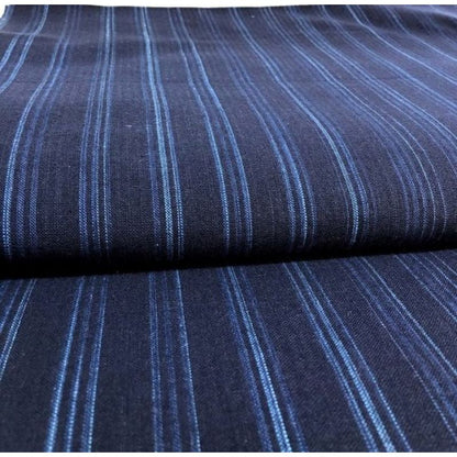 SHIMOGAWA KURUME KASURI Fabric Ai Unevenness Dyeing Stripe Navy Blue 